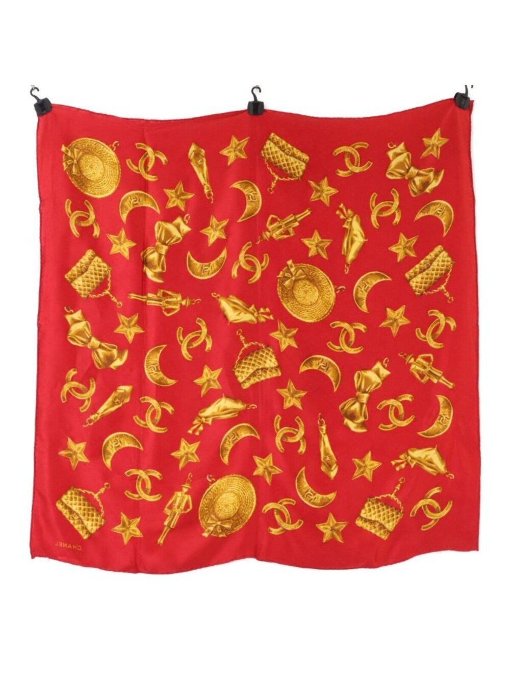 Chanel Vintage CC Logo All Over Print Silk Scarf